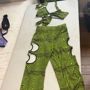 # 48 Vibrant Green Swirl Pattern Jumpsuit